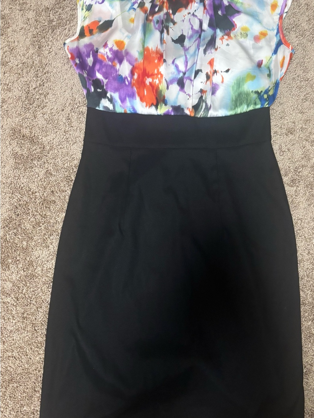 Alyx Black Midi Dress with Multicolor Floral Bodice